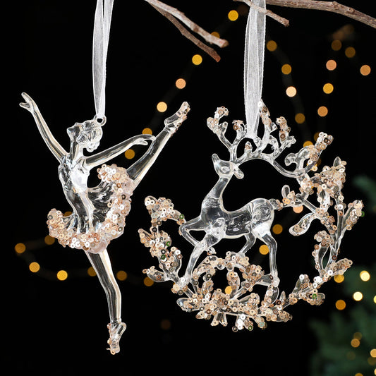 Christmas Decorations Sequined Acrylic Pendant