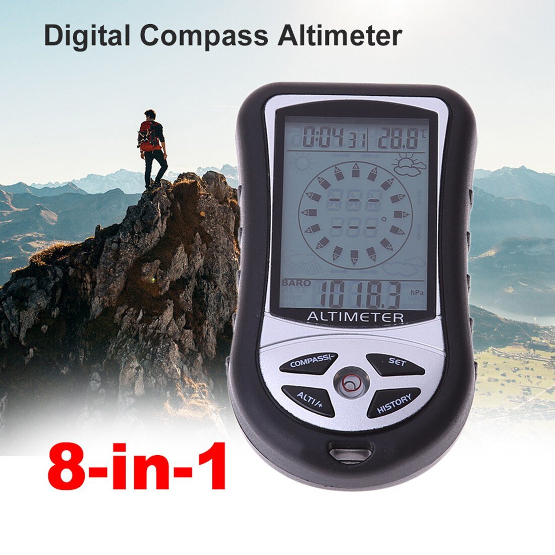 8-in-1 Handheld Digital Altimeter | Barometer, Compass, Thermometer & Weather Forecast | Outdoor Hiking & Fishing Tool | Michan Direct | Luxury Home Accessories | Heulog Glow