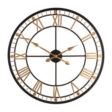 80cm Dia Black and Gold Metal Wall Clock | Vitus | Luxury Home Accessories | Heulog Glow