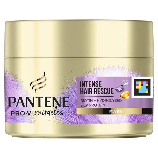 Pantene Miracles Hair Mask, Intense Hair Rescue Mask with Biotin and Hydrolysed Silk Protein, Hair Treatment That Helps Repair Processed, Highlighted or Intensely Dry Damaged Hair,160ml