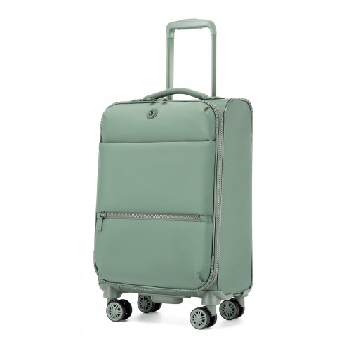 KSN2593 - 20 inch Women's Lightweight Softshell Suitcase with Spinner Wheels and Spacious Compartments - Green