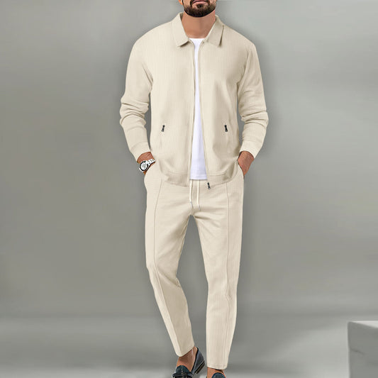 Coat Men's Autumn Zipper Pocket Lapels Slim-fit Cardigan Jacket Suits