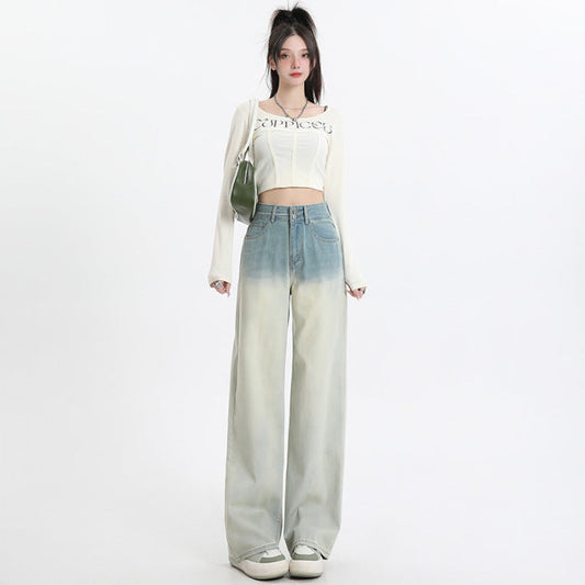 Gradient Design Straight-leg Pants Wide Leg Women's Clothing