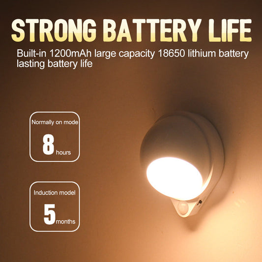 Human Body Induction 360 Rotating Water Drop Night Light Bedroom Bedside Charging