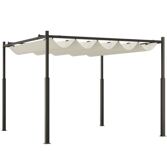 Outsunny 3 x 3(m) Pergola with Retractable Roof, 80mm Metal Column