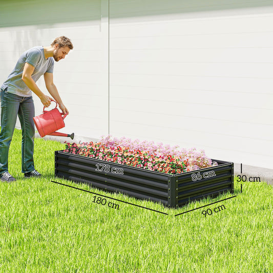 Outsunny 180 x 90cm Galvanised Steel Open Planter - 84H-211V00CG
