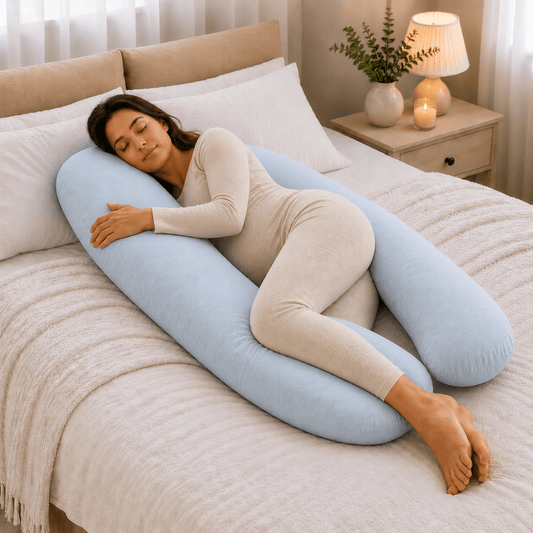 9 Foot Maternity Pillow And Case - Light Blue | Luxury Home Accessories | Heulog Glow