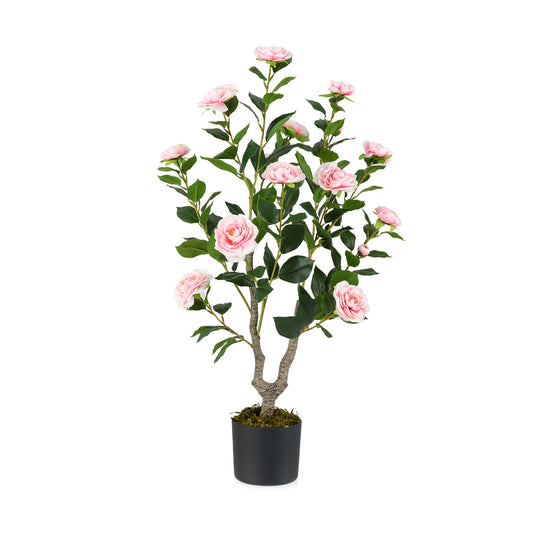 90CM Artificial Camellia Tree Faux Flower Plant in Nursery Pot-Pink