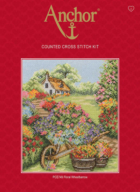 Anchor CS Floral Wheelbarrow, Multi-Colour, 16.5 x 19.5cm