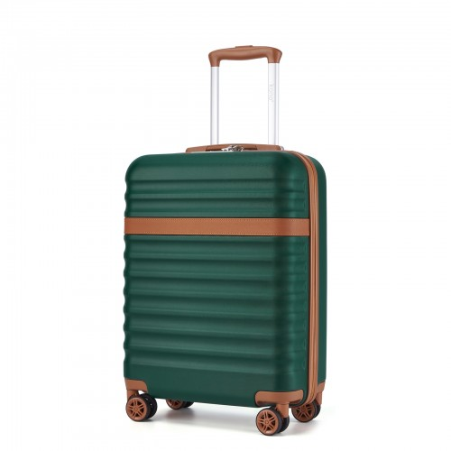 KSK2484 - Kono 20 Inch Stylish Lightweight Hard Shell ABS+PC Cabin Carry-On Suitcase with TSA Lock for Enhanced Security - Green and Brown