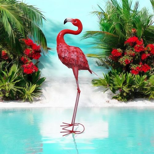 94CM PINK METAL FLAMINGO