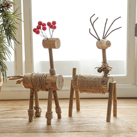 Christmas Decoration Solid Wood Deer Ornaments