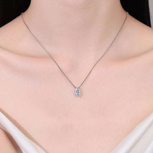 S925 Sterling Silver Horse Eye Classic Solitaire Necklace Simple All-match