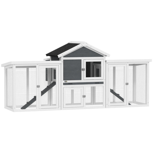 PawHut Wood Chicken Coop Hens Cage Poultry House with Nesting Boxes Run