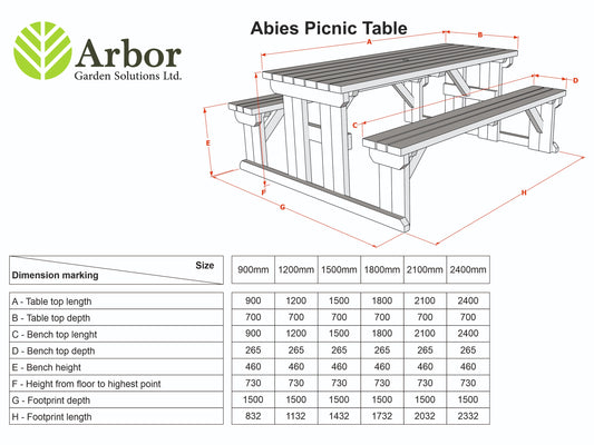 Abies Picnic Table and Benches Set