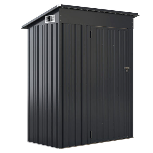 All-Weather Storage Shed with Top Sloping Design-Dark Grey