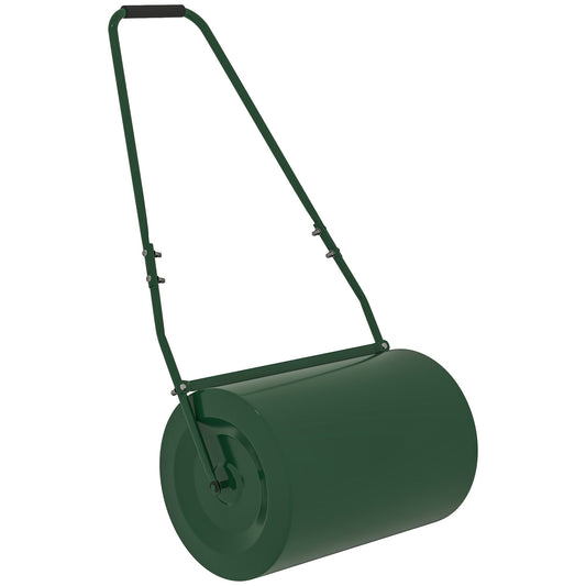 Outsunny 63 L Heavy Duty Water Or Sand Filled \'ce\'a630cm Garden Steel Lawn Roller Drum - Dark Green