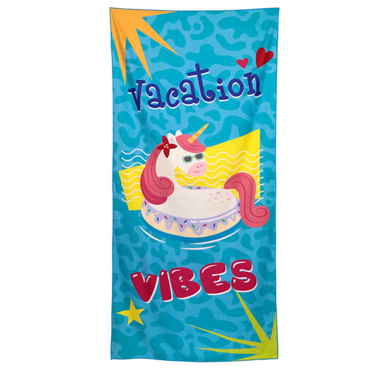 Vacation Vibes Unicorn Microfibre Beach Towel