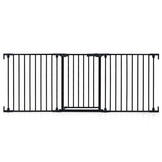 Baby Gate for Stairs Doorways 3-Panel Hardware-Mounted Safety Pet Gate-Black