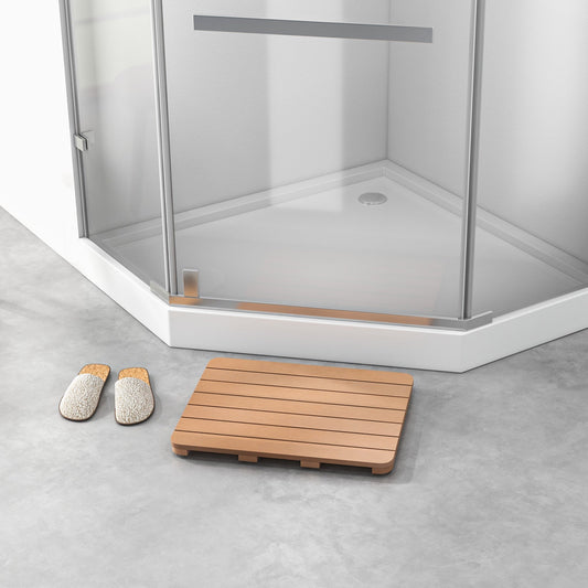 60 x 48 cm Bath Mat for Shower with Non Slip Foot Pads-Brown