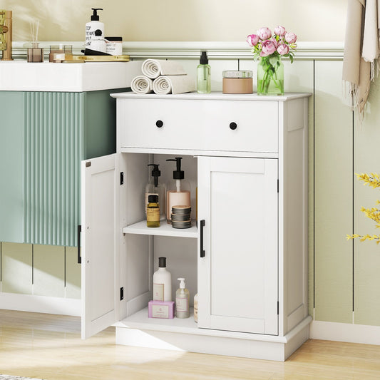 Bathroom Floor Bathroom Cabinet with Doors Modern Buffet Sideboard-White