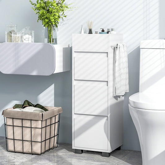 Bathroom Floor Cabinet Freestanding Storage Organizer Dresser with 3 Drawers-White
