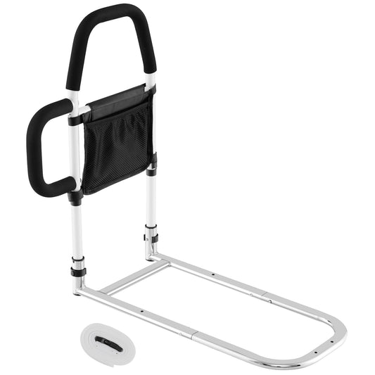Bed Rail with Dual Handrail for Elderly Adults Support up to 300 LBS-White
