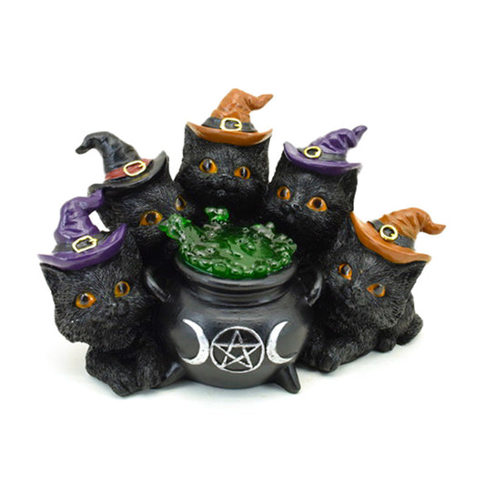 Witches Magical Black Cat LED Bubbling Cauldron
