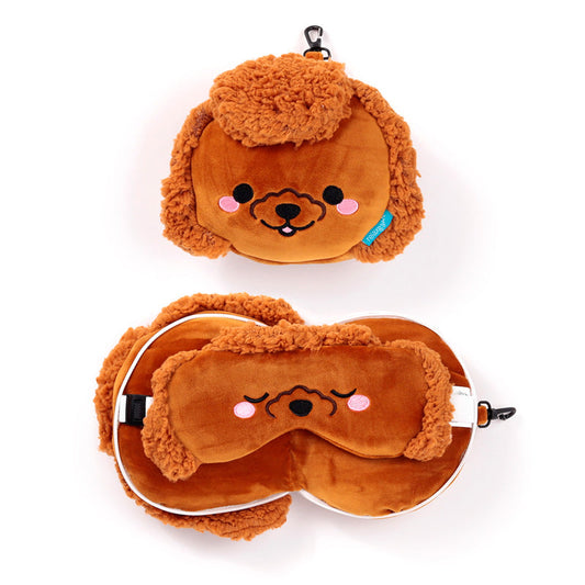 Relaxeazzz Adoramals Gigi the Toy Poodle Plush Travel Pillow & Eye Mask