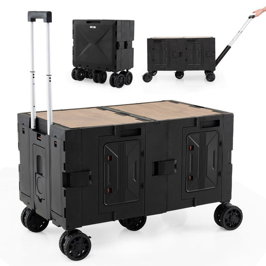 Collapsible Wagon Cart Foldable Utility Cart with Telescoping Handle-Black