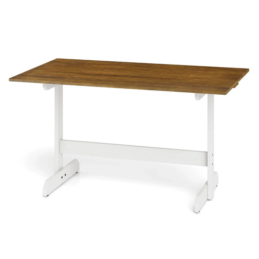 Dining Table for 4-6 People Rectangular Kitchen Table with Solid Wood Trestle Base-Walnut