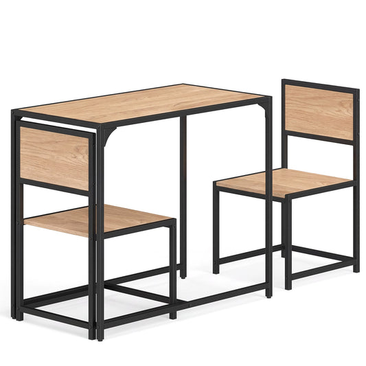 3 Piece Dining Table Set with Metal Frame and Low Back-Grey