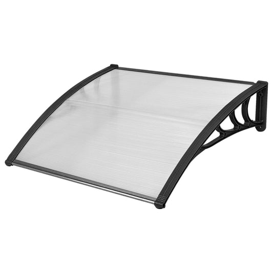 Door Canopy Awning Shelter Front Back Porch Window Roof Outdoor Shade 100*100CM-Black