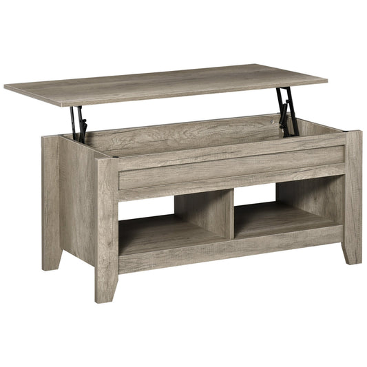 HOMCOM Lift Top Coffee Table with Hidden Storage Compartment, Lift Tabletop Pop-Up Center Table for Living Room