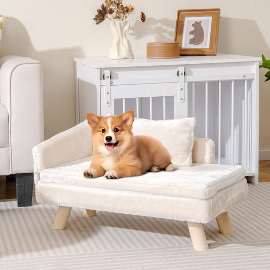 Elevated Pet Bed for Medium and Small Dogs Puppies Cats Kittens-Beige
