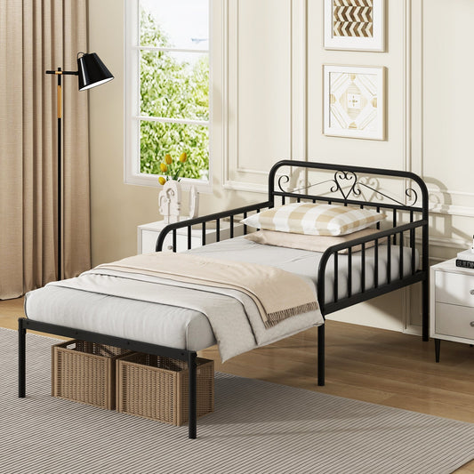 Extendable Daybed to Single Size Bed with Trundle for Adults and Guests-Black
