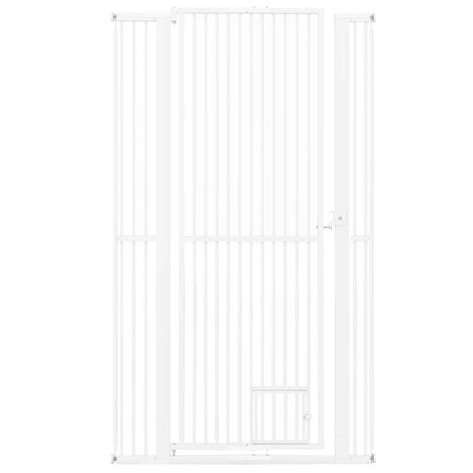 171 cm Extra Tall Pet Gate Heavy-Duty Metal Cat Gate with Wide Opening-White
