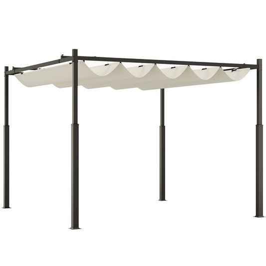 Outsunny 3 x 3(m) Pergola with Retractable Roof, 80mm Metal Column