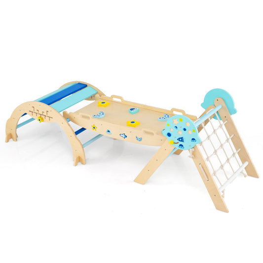 Foldable Climbing Toys with Arch and Climber for Toddlers-Blue