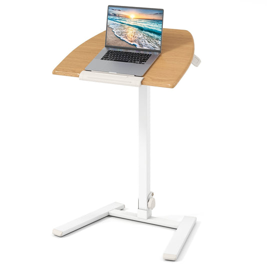 Foldable Mobile Standing Desk with 90° Tiltable Tabletop for Home Office-Natural