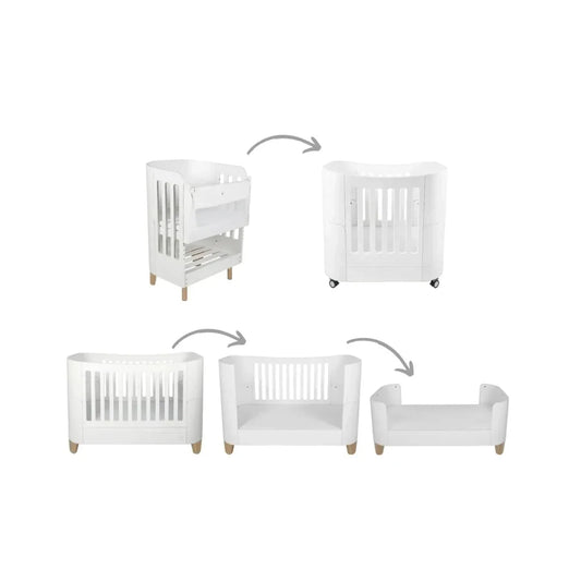 Gaia Baby Serena All-In-One Cot Bed Set - White/Natural