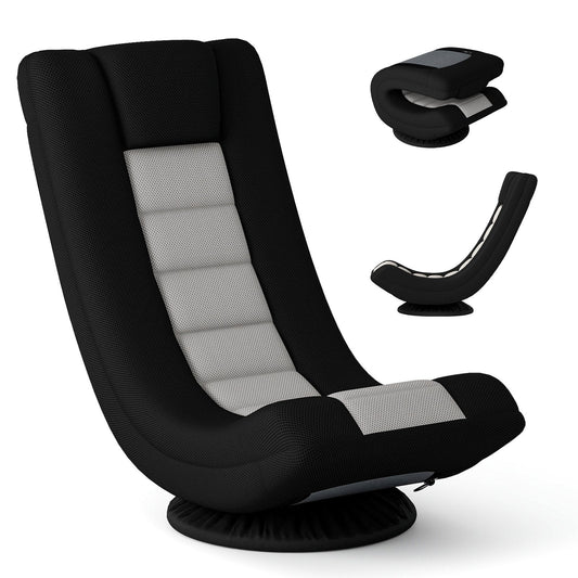 360° Swivel Gaming Chair 4 Position Adjustable Folding Floor Sofa-Grey