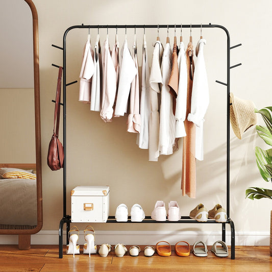Heavy Duty Clothes Rack Freestanding Metal Garment Wardrobe Rack-Black