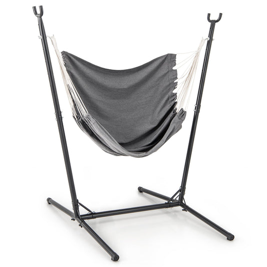 Heavy Duty and Height Adjustable Hammock Chair Side Pocket-Grey