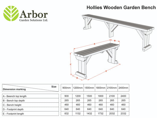 Hollies Wooden Garden Rounded Bench, Outdoor Fence Seat