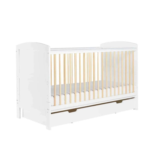 Ickle Bubba Coleby Scandi Cot Bed with Under Drawer Scandi White - Without Mattress