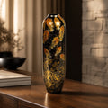 Black Gold Leaf Floor Vase