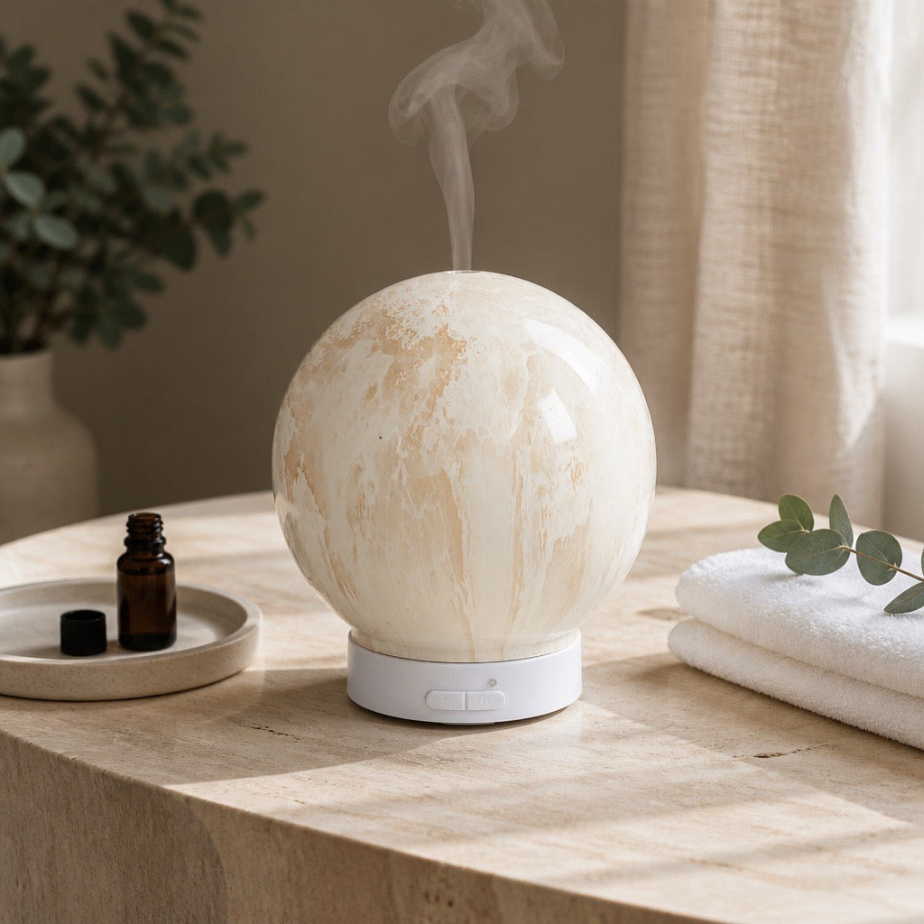 LED Ultrasonic Diffuser – Valencia Marble (18cm)
