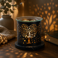 Tea Light Wax Melter Black and Gold silhouette tree (10.5cm)