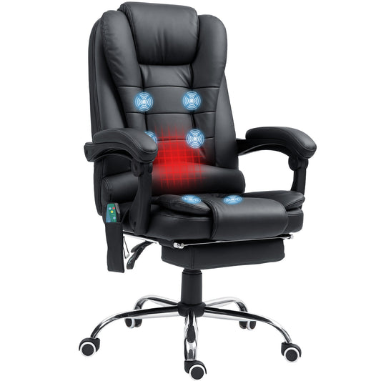 Vinsetto Ergonomic Heated 6 Points Vibration Massage Office Chair Black